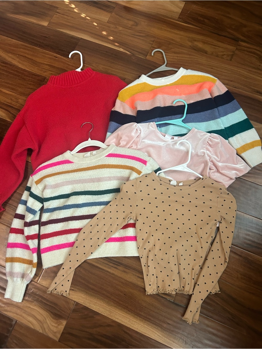 GAP Multicolor Striped Girls Sweater - Cream, Pink, Navy, Gold